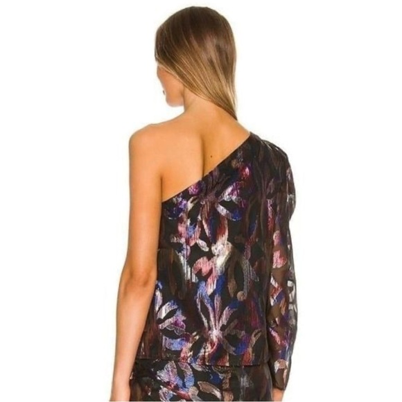 SABINA MUSAYEV One Shoulder Multicolor Shimmer Metalic Top in Black - Picture 4 of 9